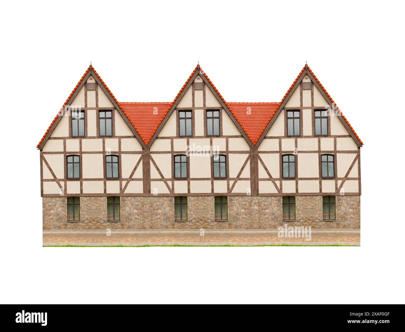 three old house isolated on white background Stock Photo - Alamy