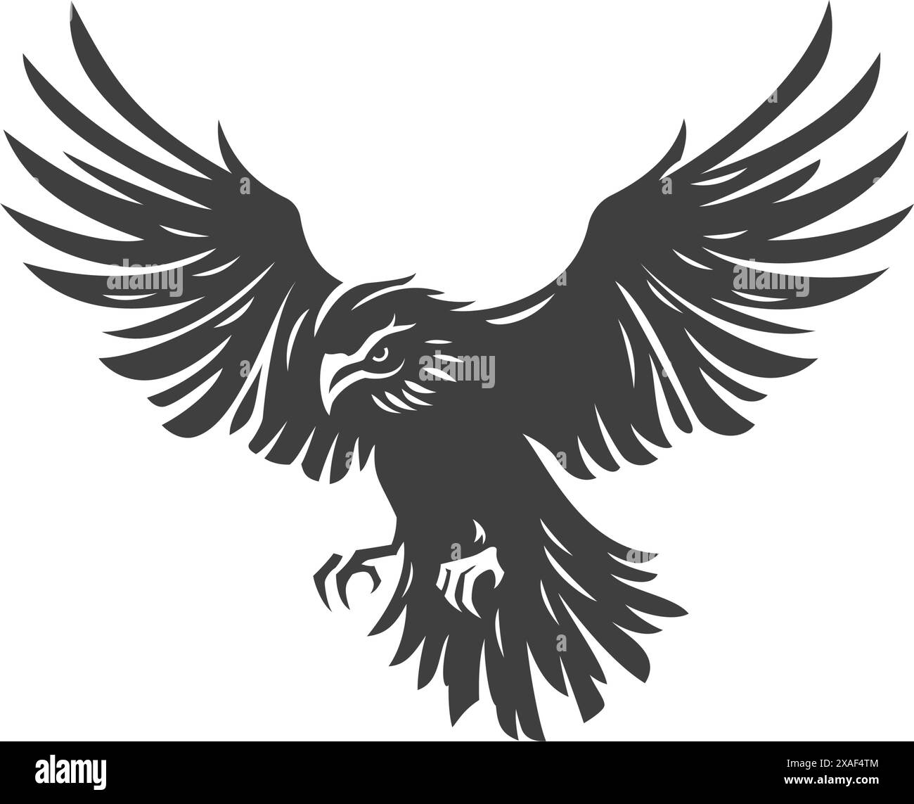 Angry falcon flying hunting wild tribal proud bird vintage icon design