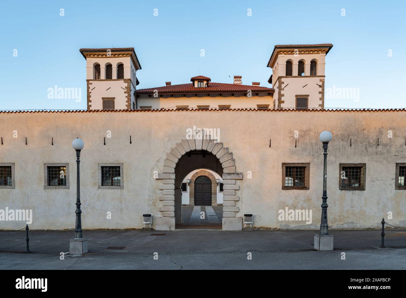 Dobrovo, Slovenia (29th May 2024) - Entrance to the castle of Dobrovo in the area of Brda near the italian border Stock Photo