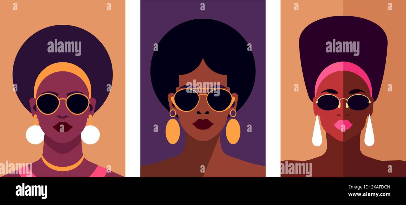 Fashion African black woman pop art poster minimalist paint pastel ...