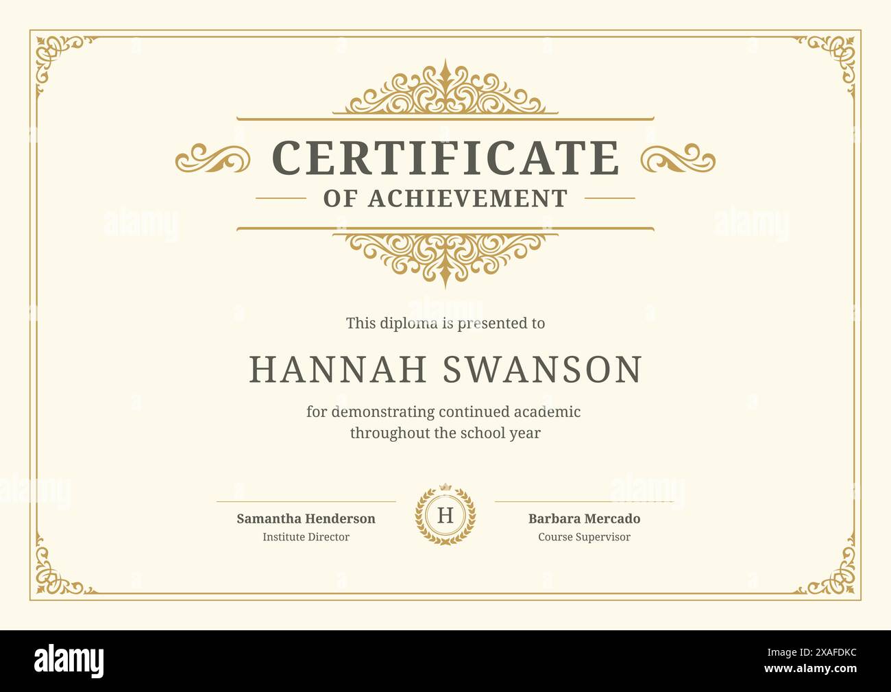 Graduation certificate education achievement vintage gold ornate ...