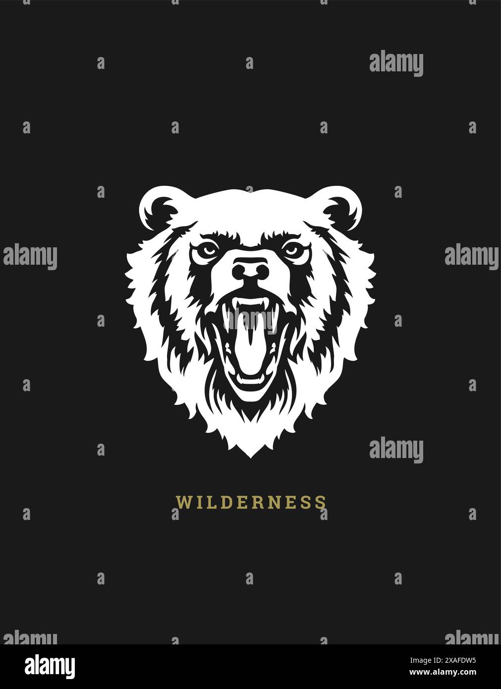 Angry roaring wild bear head black and white sketch t shirt print ...