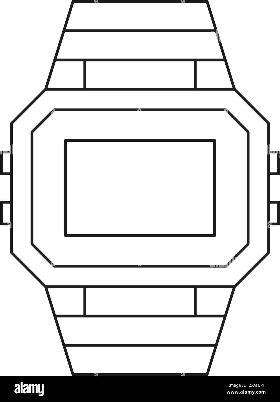 Y2k retro electronic wristwatch for time check monochrome line groovy