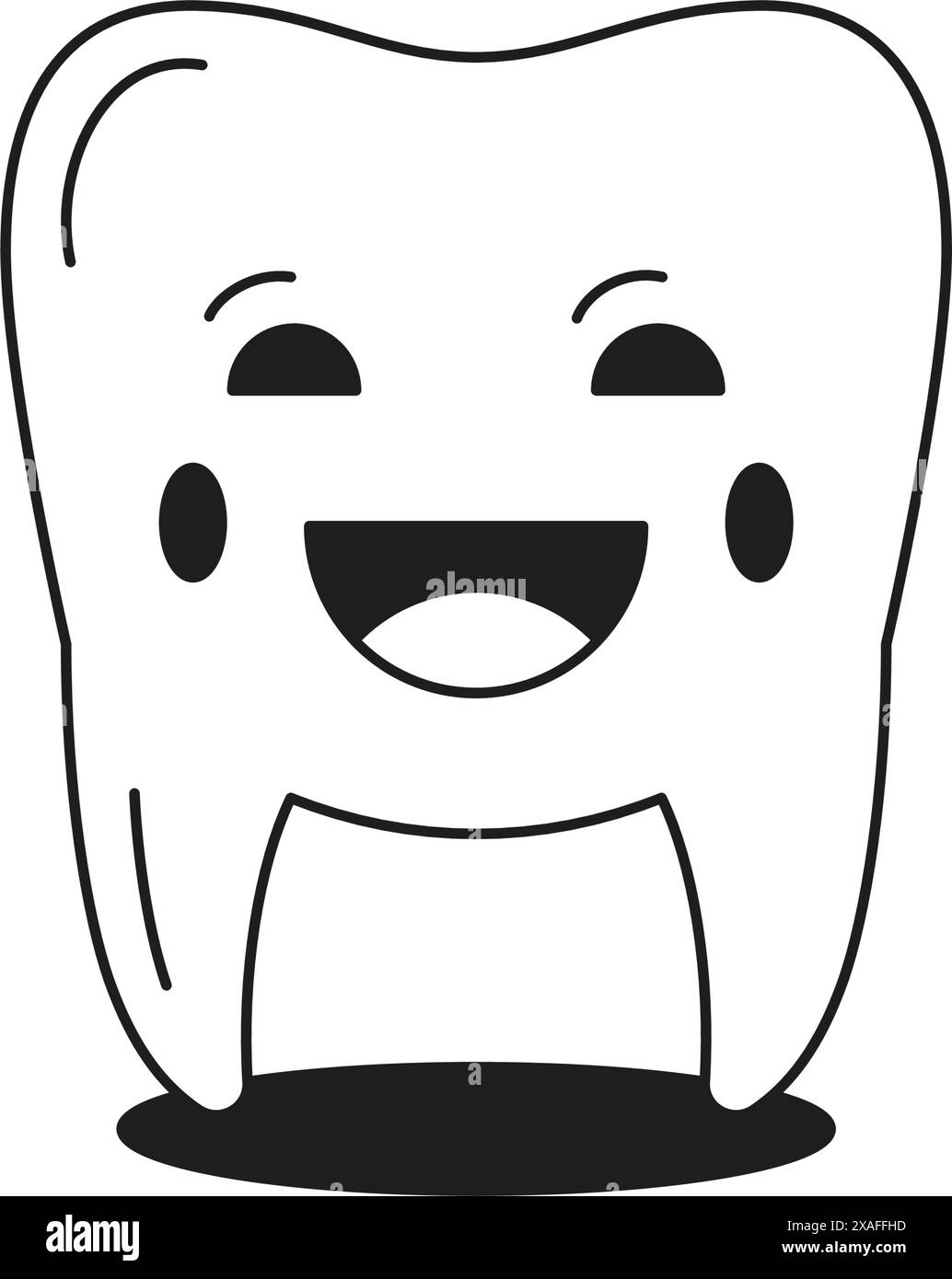 Y2k smiling tooth comic dentistry cartoon character monochrome line ...