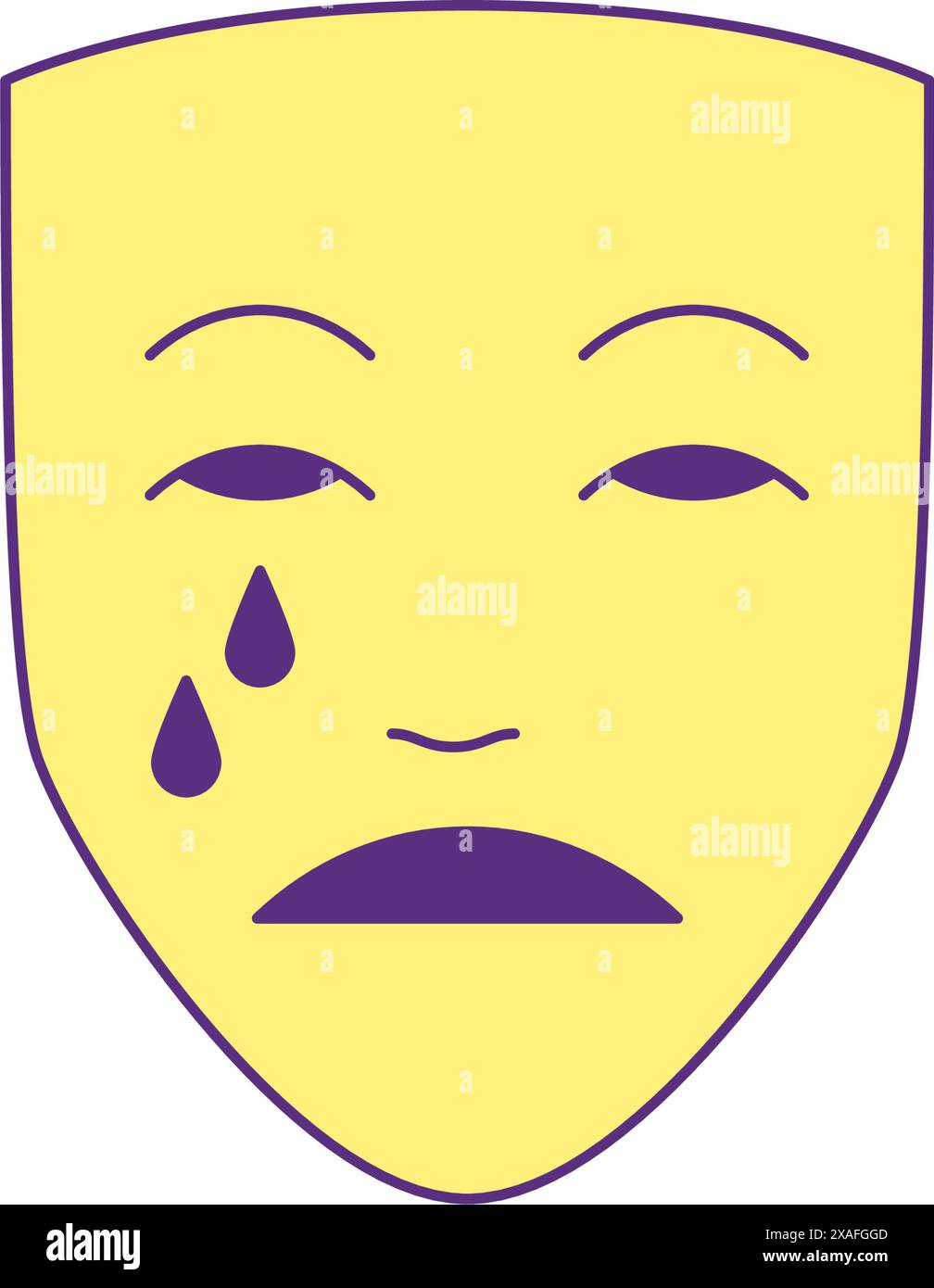 Y2k crying mask carnival face expression cartoon element groovy style icon vector flat illustration. Unhappy upset sad fake facial with tears drops ma Stock Vector
