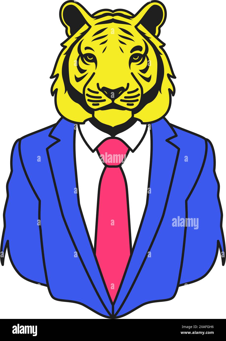 Y2k psychedelic tiger in suit comic businessman cartoon character ...