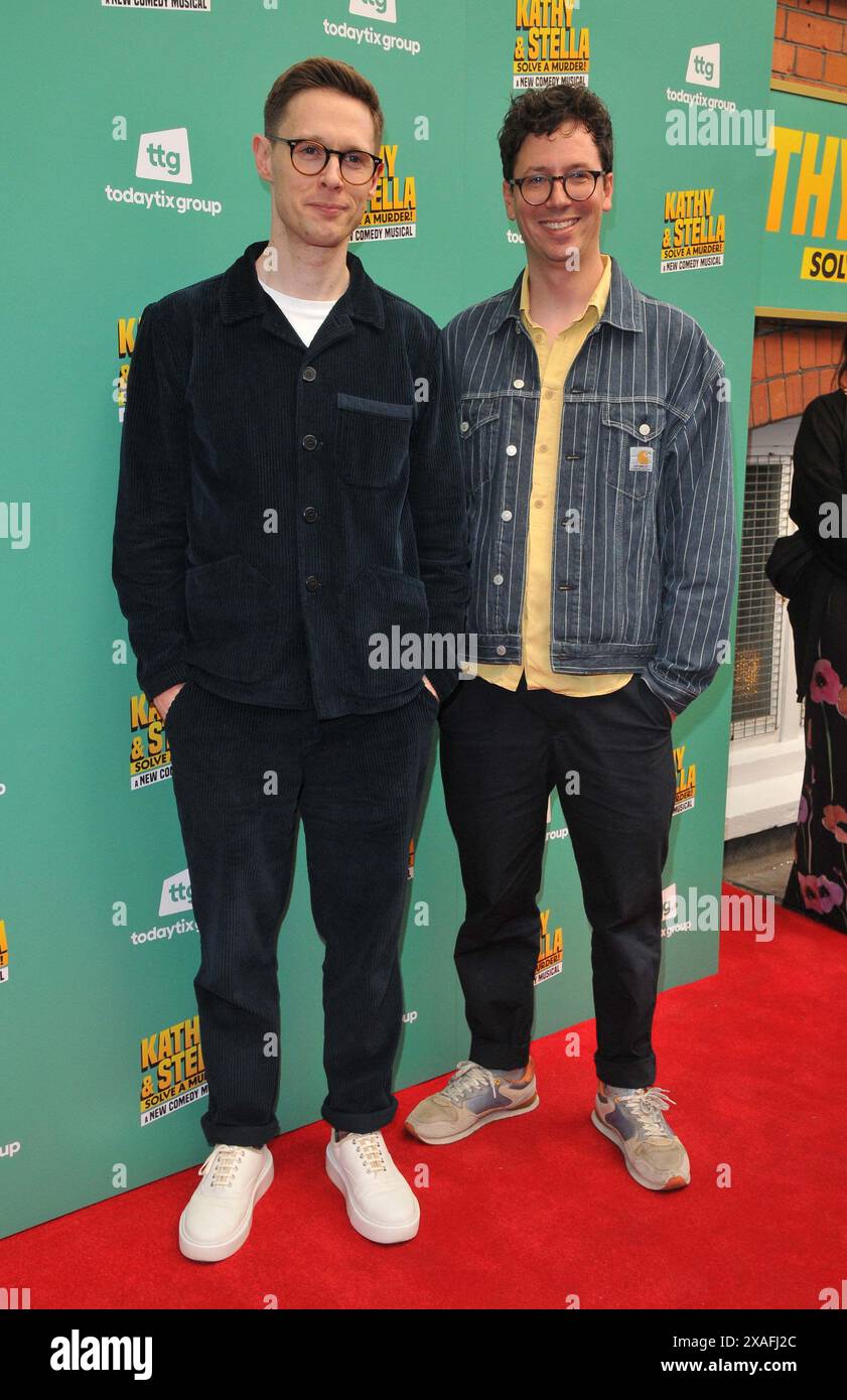 Samuel Barnett (left) and friend at the 'Kathy and Stella Solve a Murder!' play press night, Ambassadors Theatre, West Street, on Wednesday 05 June 2024 in London, England, UK. CAP/CAN ©CAN/Capital Pictures Stock Photo