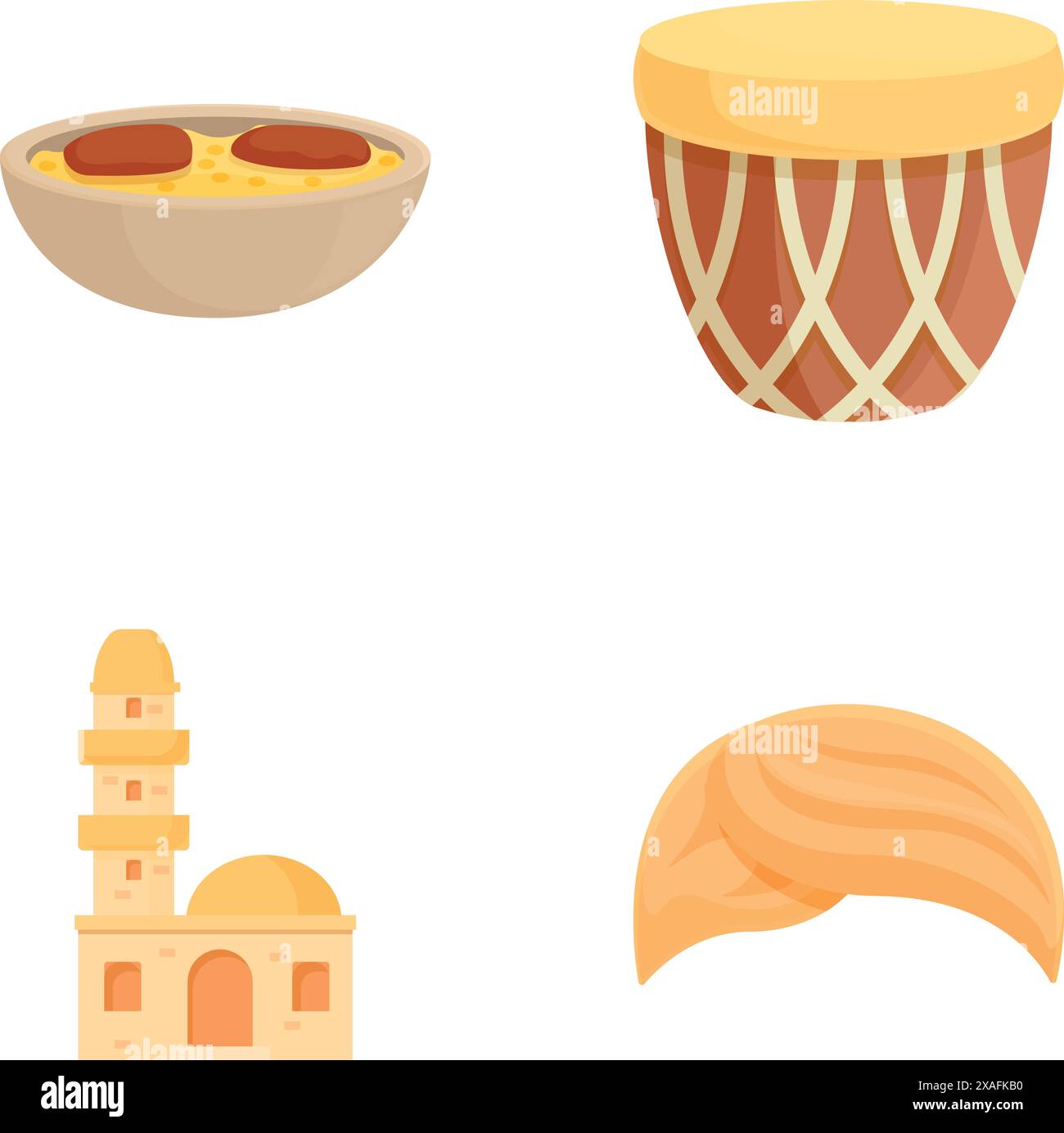 Bedouin culture icons set cartoon vector. Bedouin culture and life item. Nomadic lifestyle Stock Vector