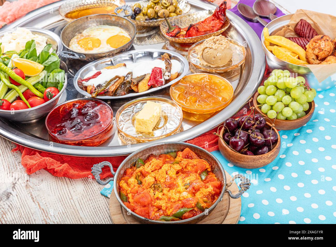 Traditional Turkish Breakfast Table Serpme Kahvalti Traditional 