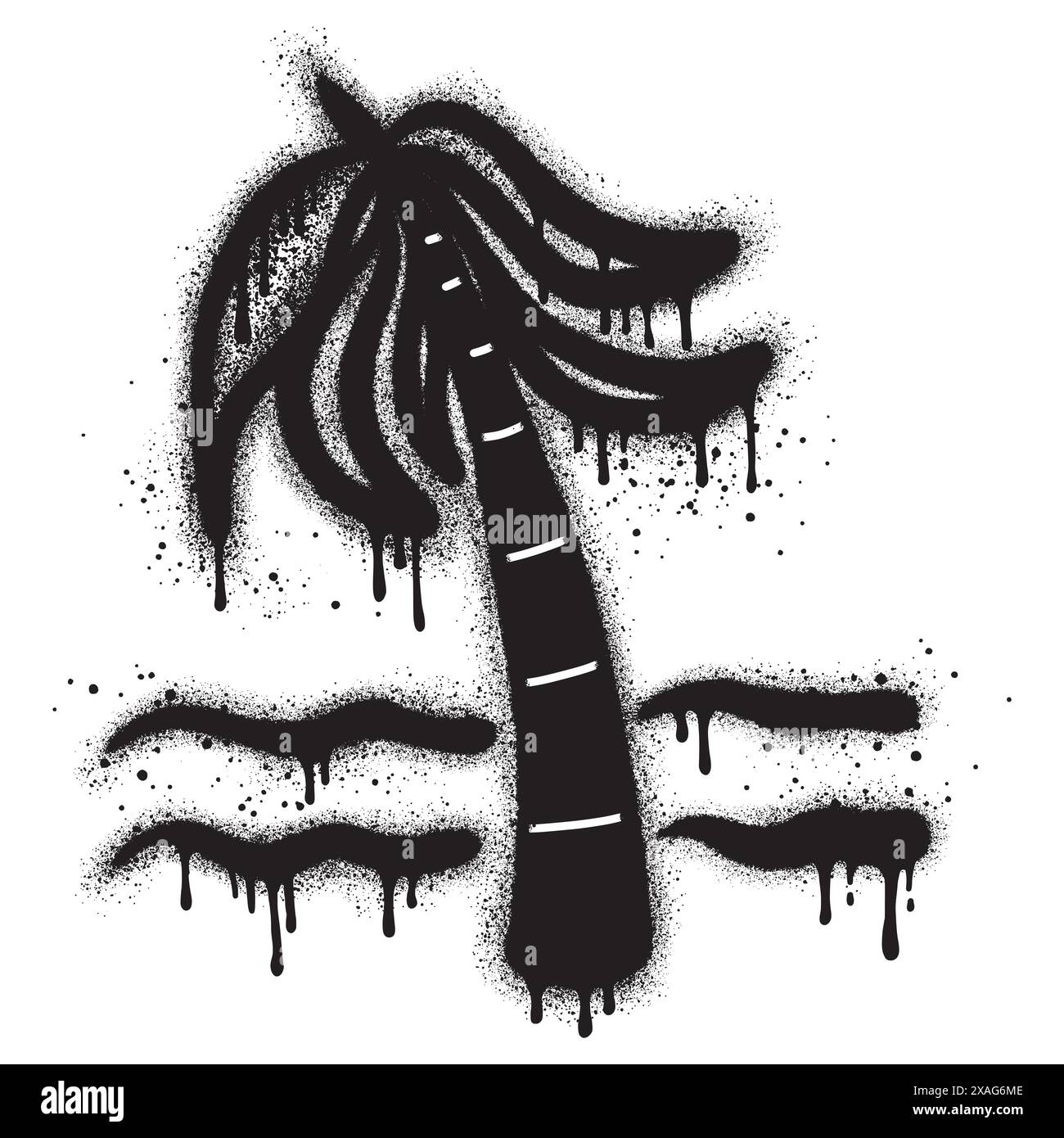 Summer icon Spray Painted Graffiti Sprayed with palm tree isolated on white background. Stock Vector