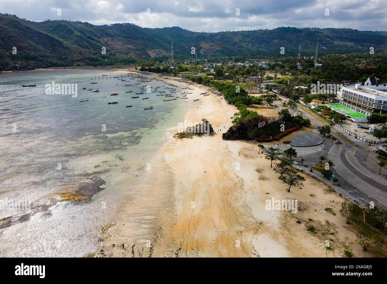 Aerial view of Mandalika Beach in Kuta, Lombok Stock Photo