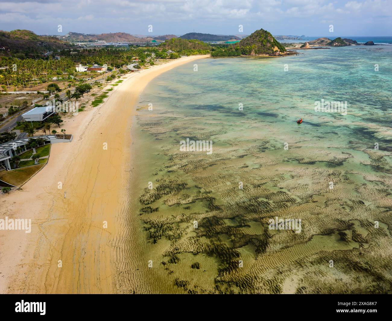 Aerial view of Mandalika Beach in Kuta, Lombok Stock Photo