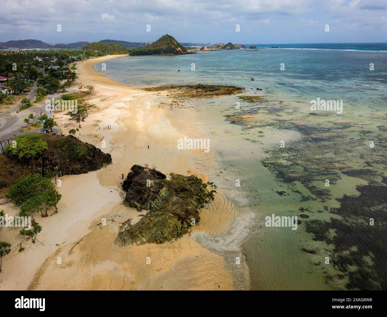 Aerial view of Mandalika Beach in Kuta, Lombok Stock Photo