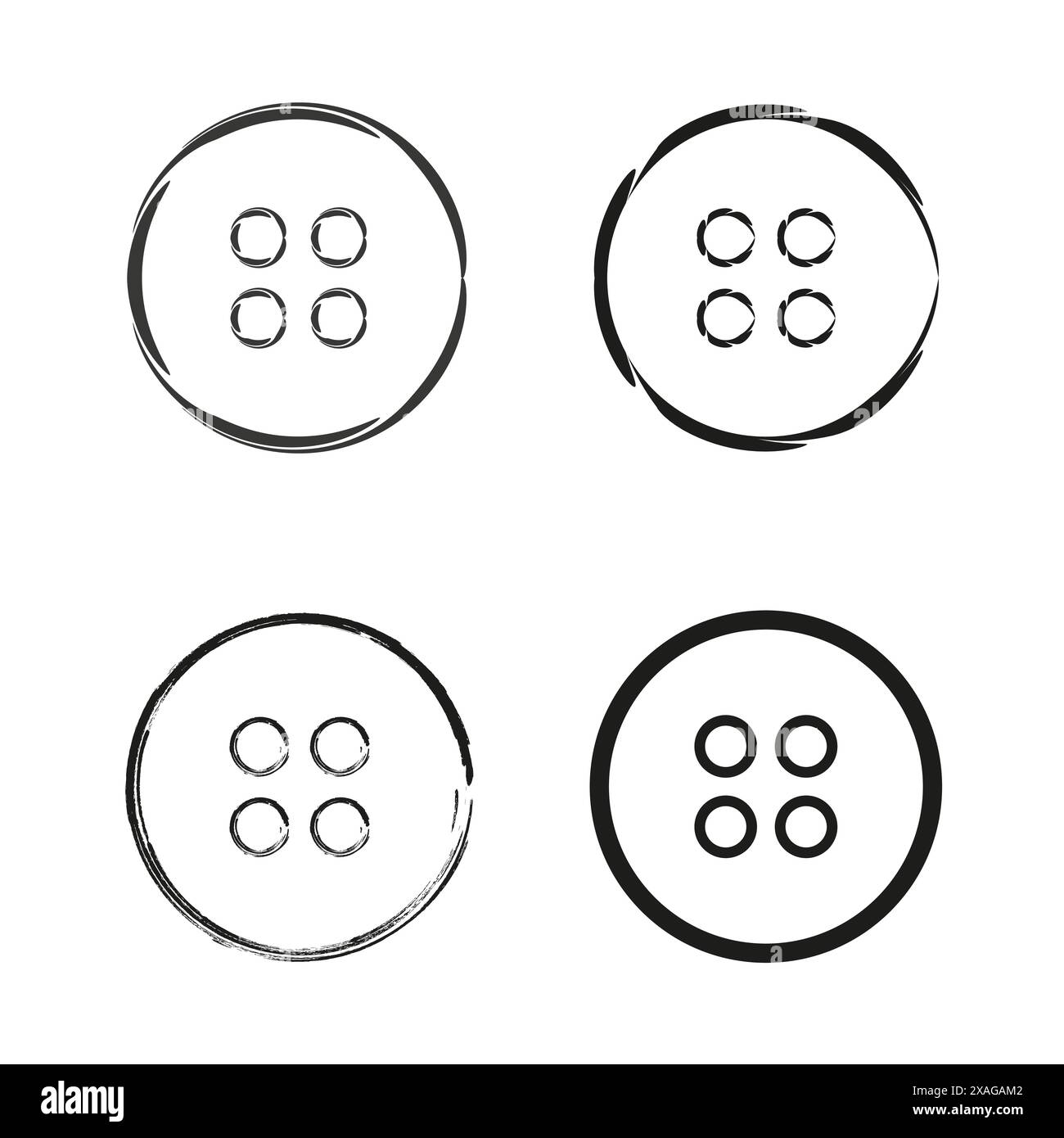 Button icons set. Sewing elements. Hand drawn style. Vector symbols ...