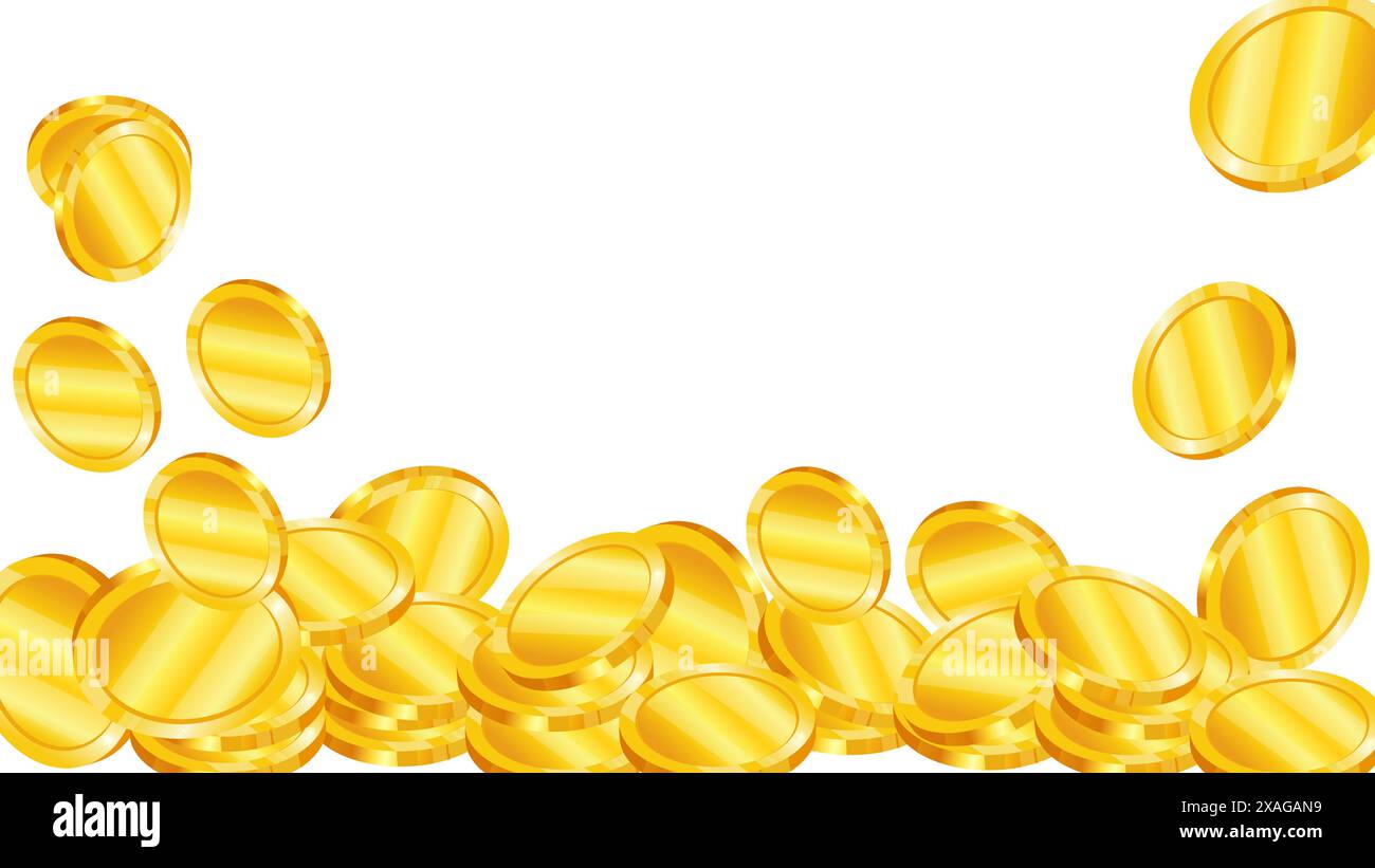 Gold coins in 3d style realistic vector illustration. Banner design for ...