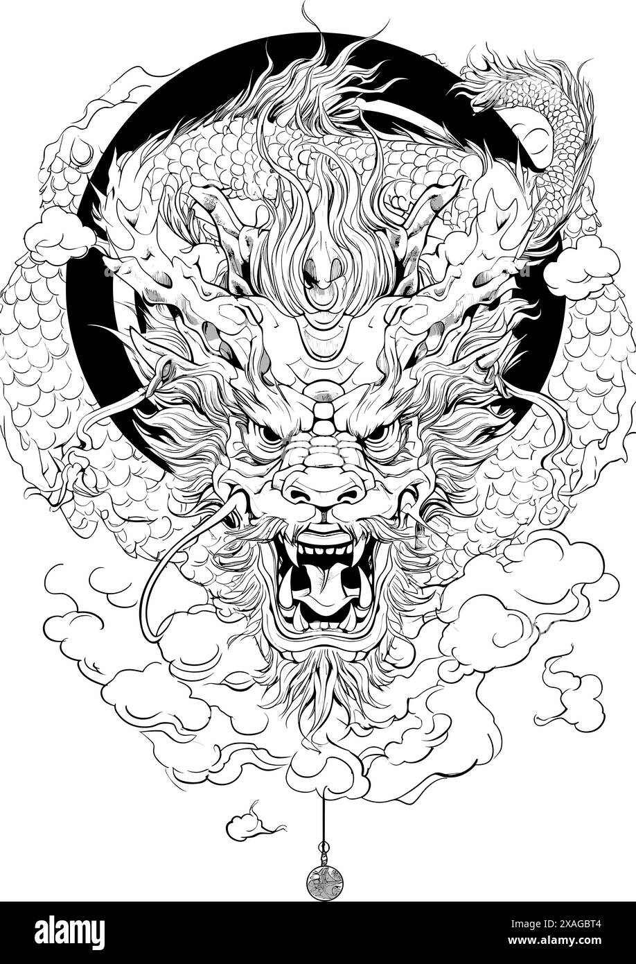 Chinese Dragon Art Black And White