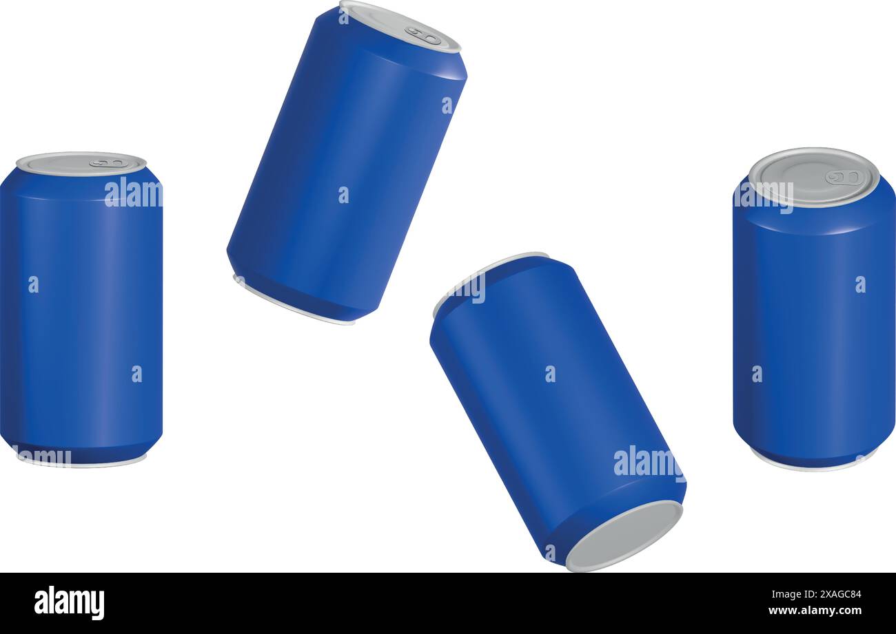 set of blue can. Cans in different positions Stock Vector Image & Art
