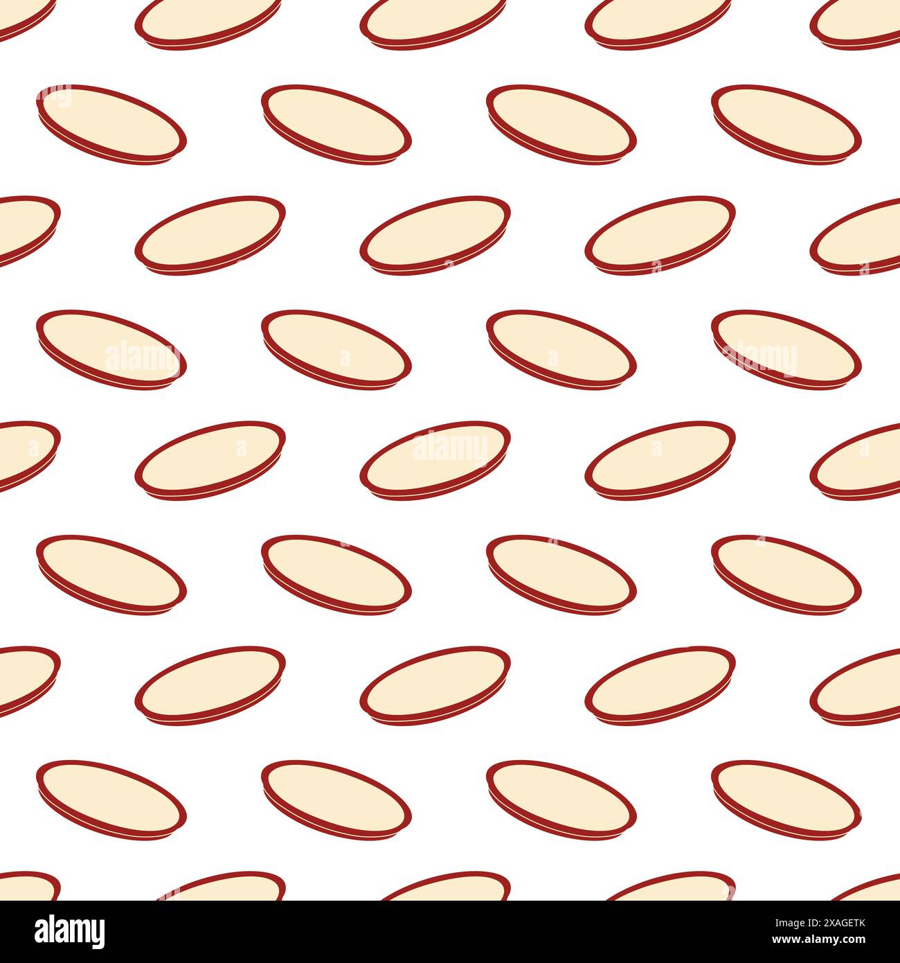 Hand drawn Empty oval plate in trendy shades Seamless pattern. Abstract ...