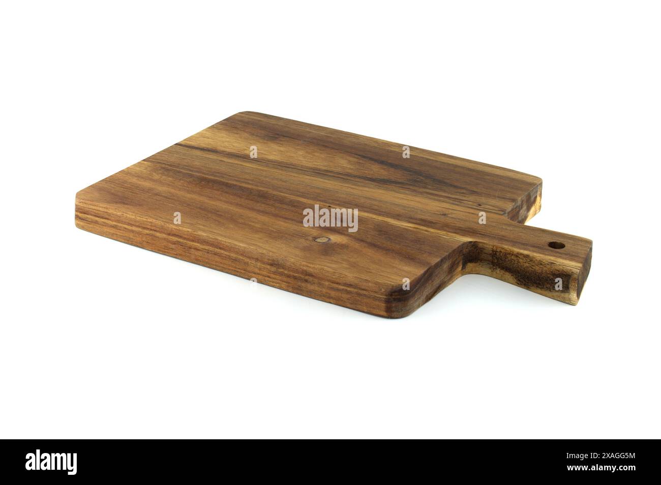 Wooden cutting board with a handle, made from old, thick wood, and
