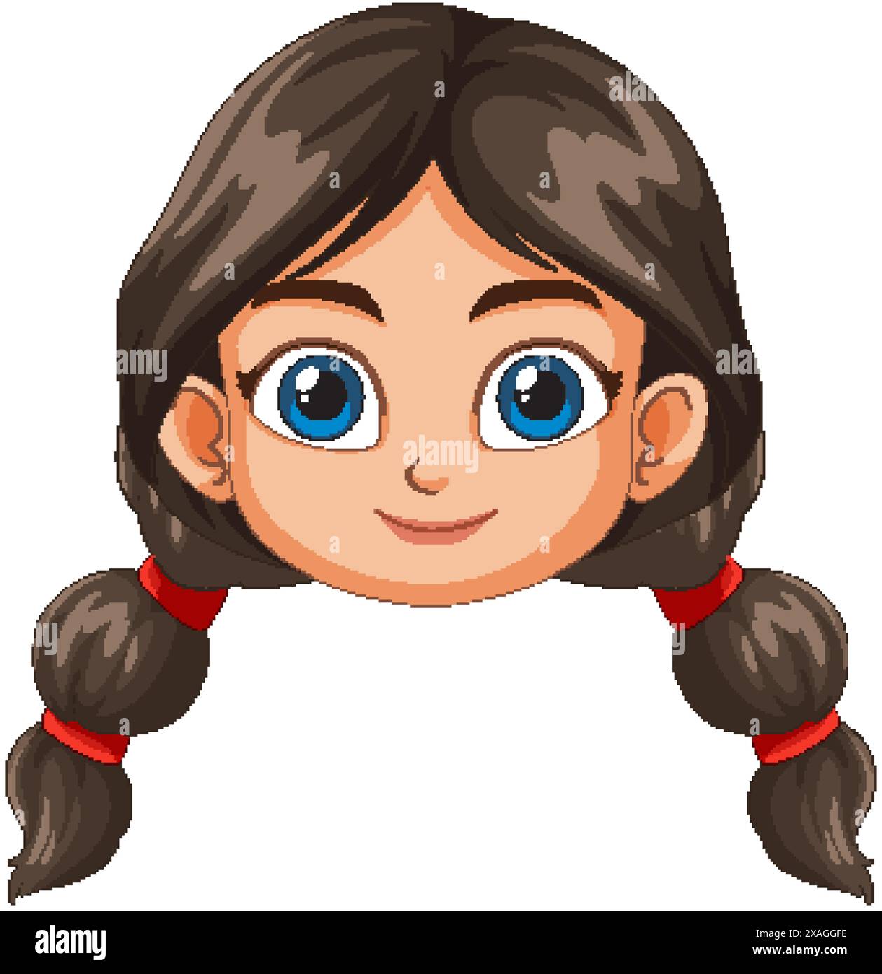 Illustration of a happy girl with braids Stock Vector Image & Art - Alamy