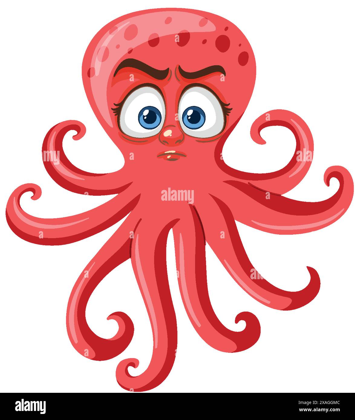 Adorable octopus with expressive eyes Stock Vector