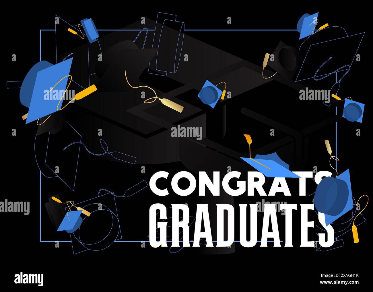 Graduation design template. Vintage party invitation, congratulation ...