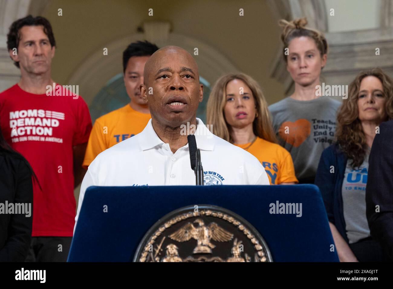 New York, New York, USA. 6th June, 2024. Mayor Eric Adams speaks during ...