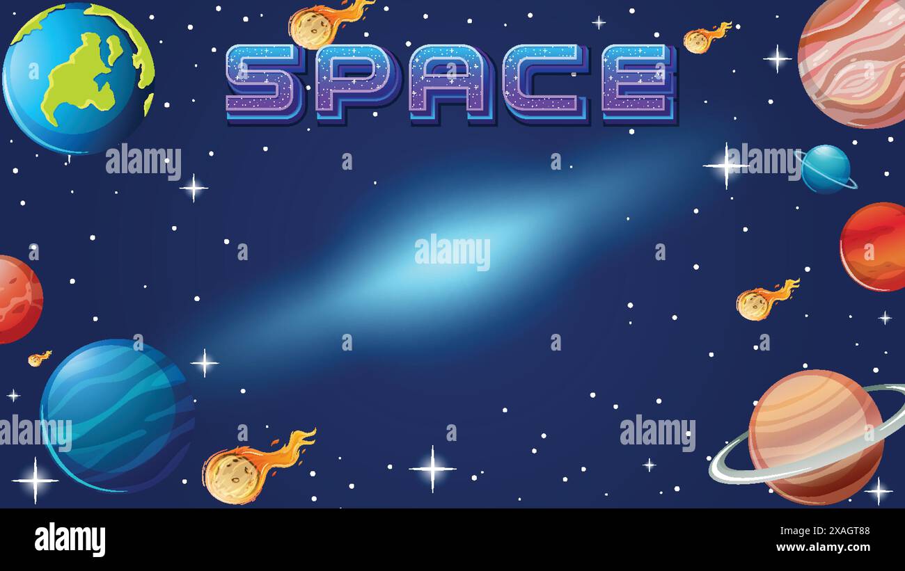 Planets, stars, and comets in space Stock Vector