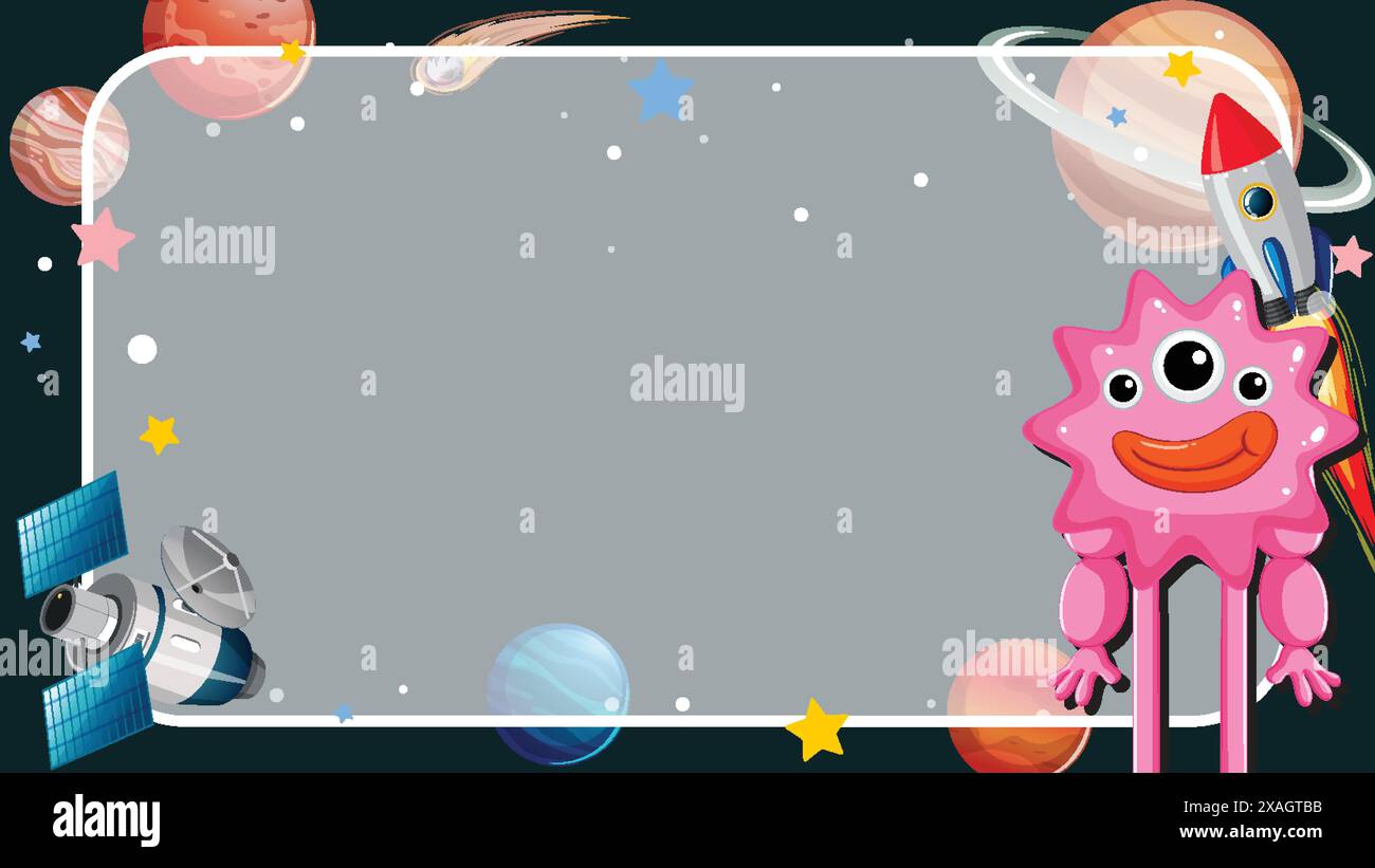 Colorful space scene with planets and rocket Stock Vector Image & Art ...