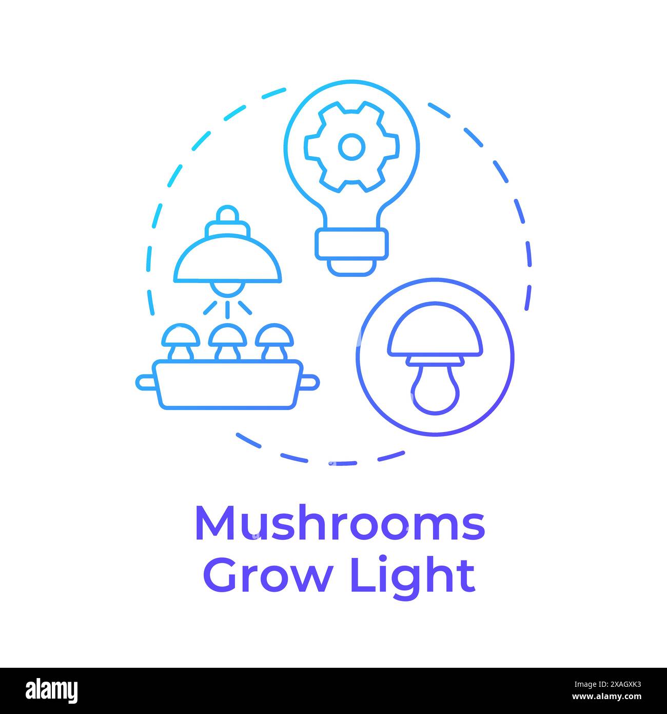 Mushrooms grow light blue gradient concept icon Stock Vector