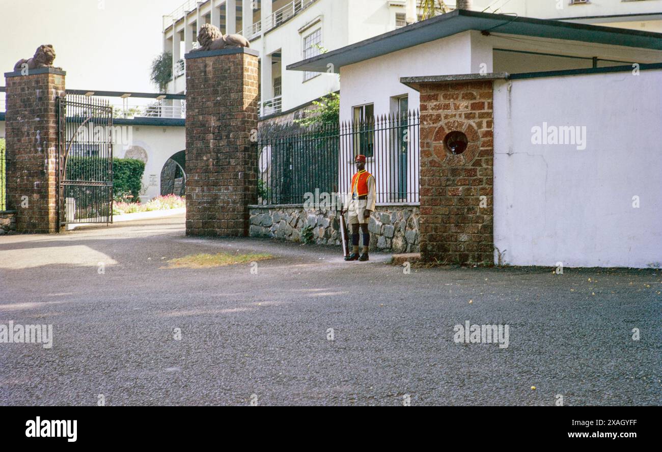 Presidential Guard uniformed soldier outside presidential residence of State House, Freetown
