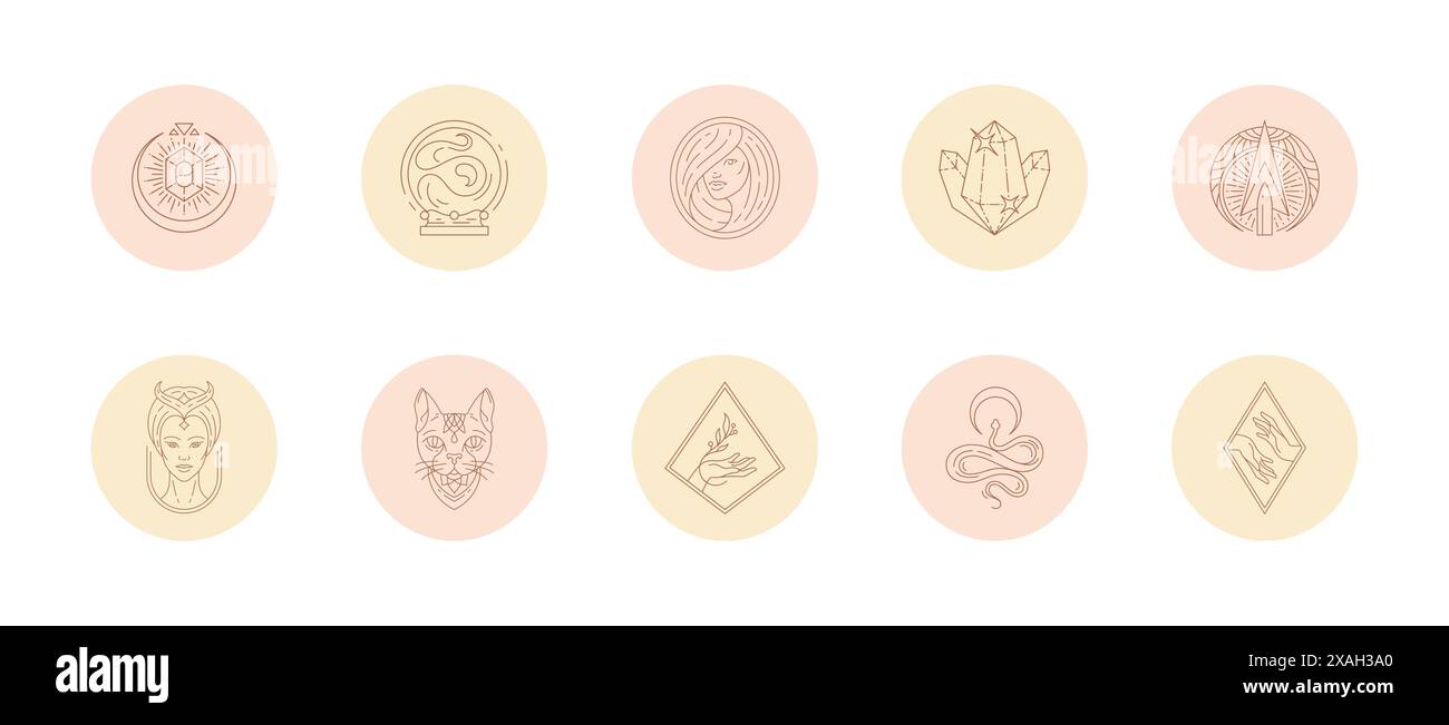 Set of icons and emblems for social media stories highlight covers in ...