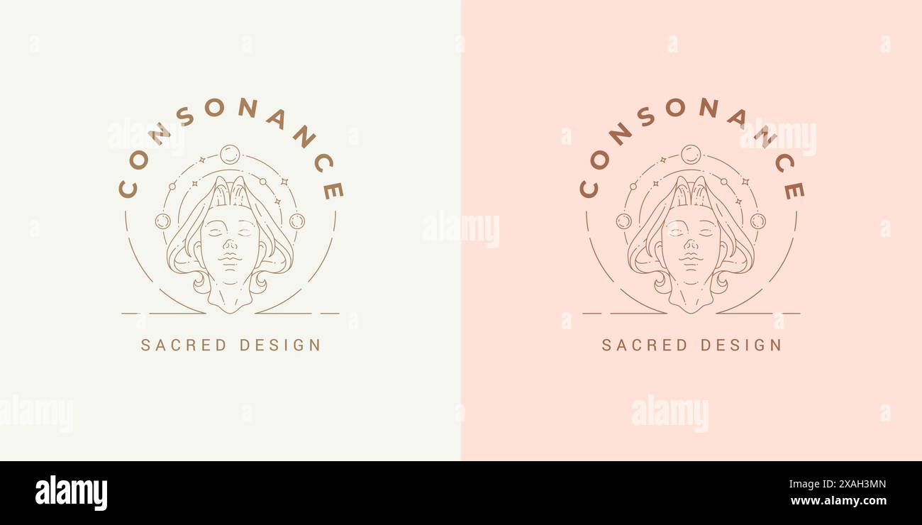 Beauty magic female portrait logo emblem design template vector ...