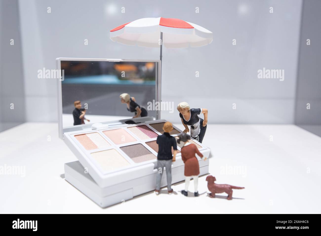 Miniature set created by Japanese artist Tatsuya Tanaka, incorporated with Muji products, every day items to showcase his creative artistic work. Stock Photo