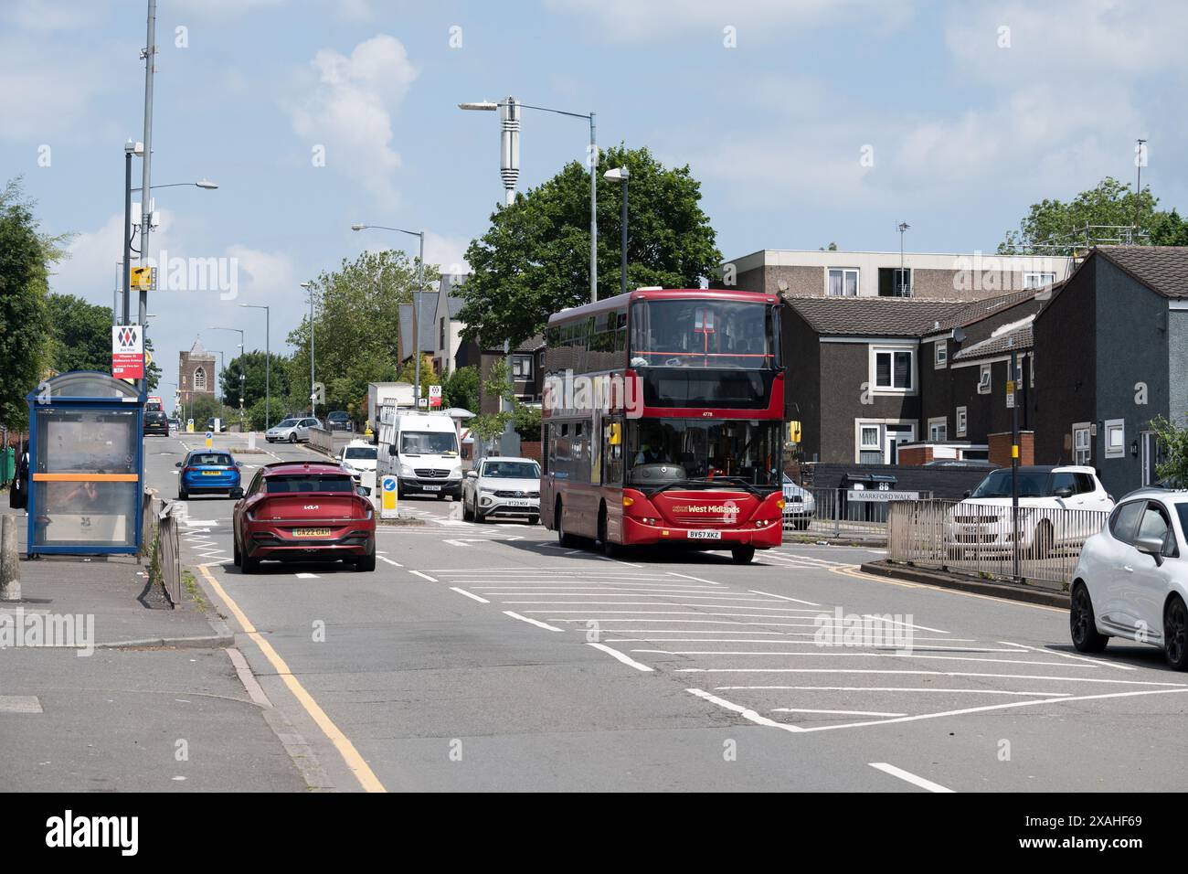 National Express West Midlands bus service No. 52 in Wheeler Street, Lozells, Birmingham, UK Stock Photo