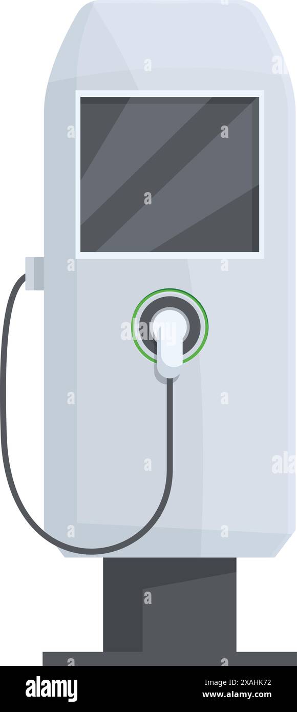 Electric vehicle charging station supplying power on white background ...