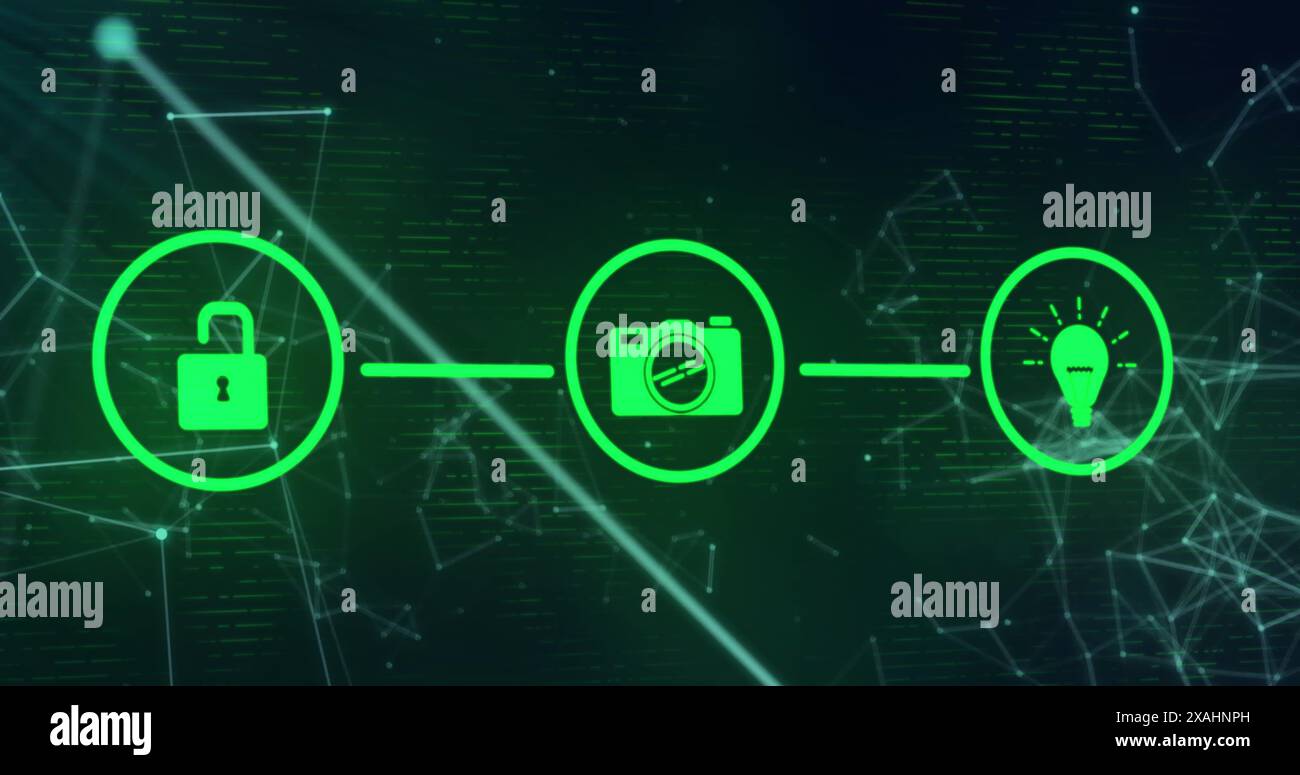 Image of icons, data processing and network of connections Stock Photo ...