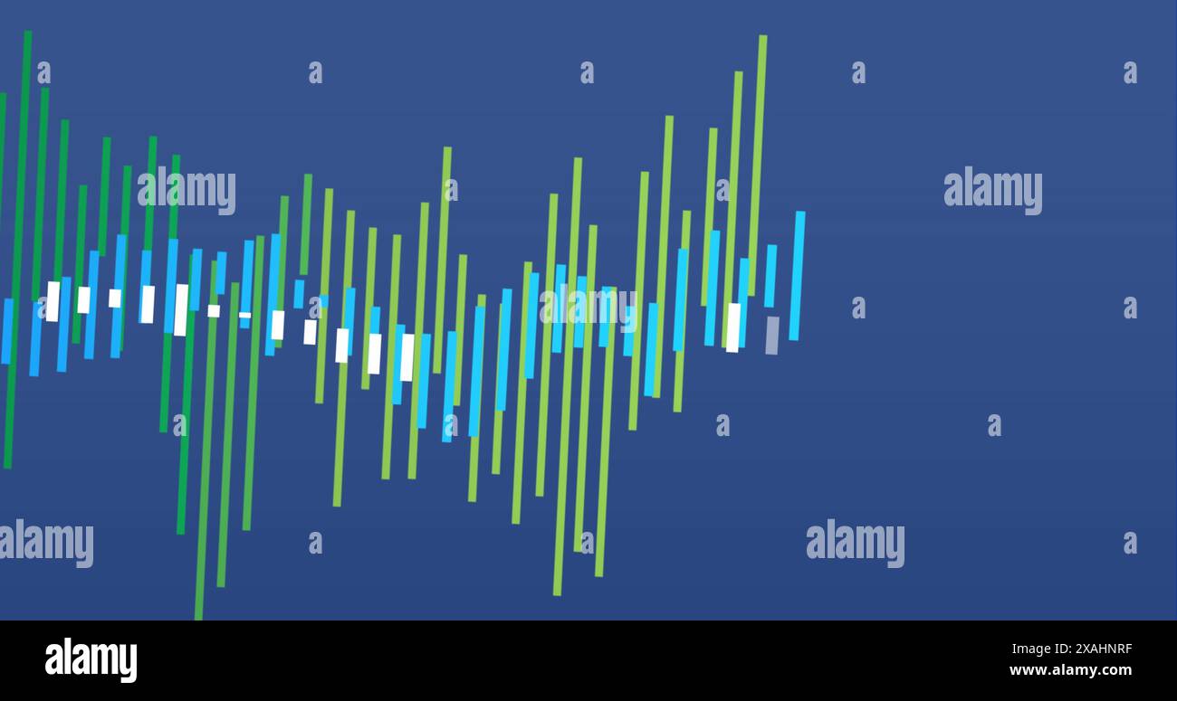 Image of statistical data processing against blue background, copy space Stock Photo
