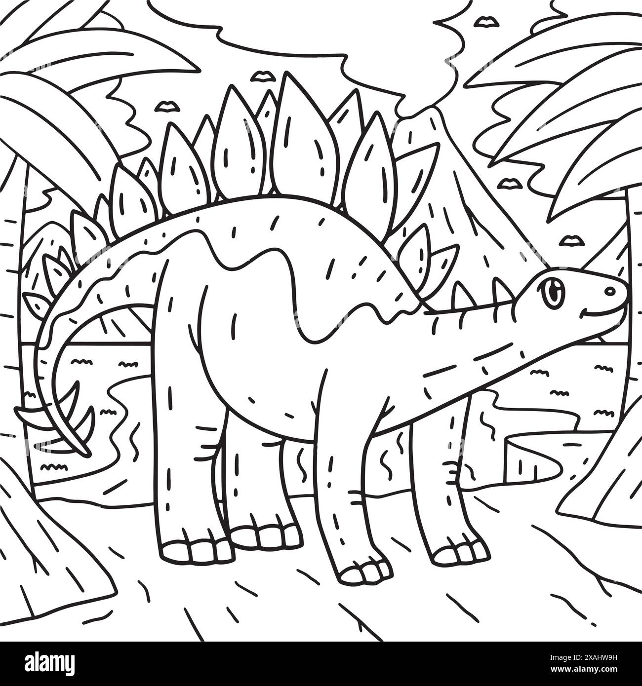 Stegosaurus Dinosaur Coloring Page for Kids Stock Vector Image & Art