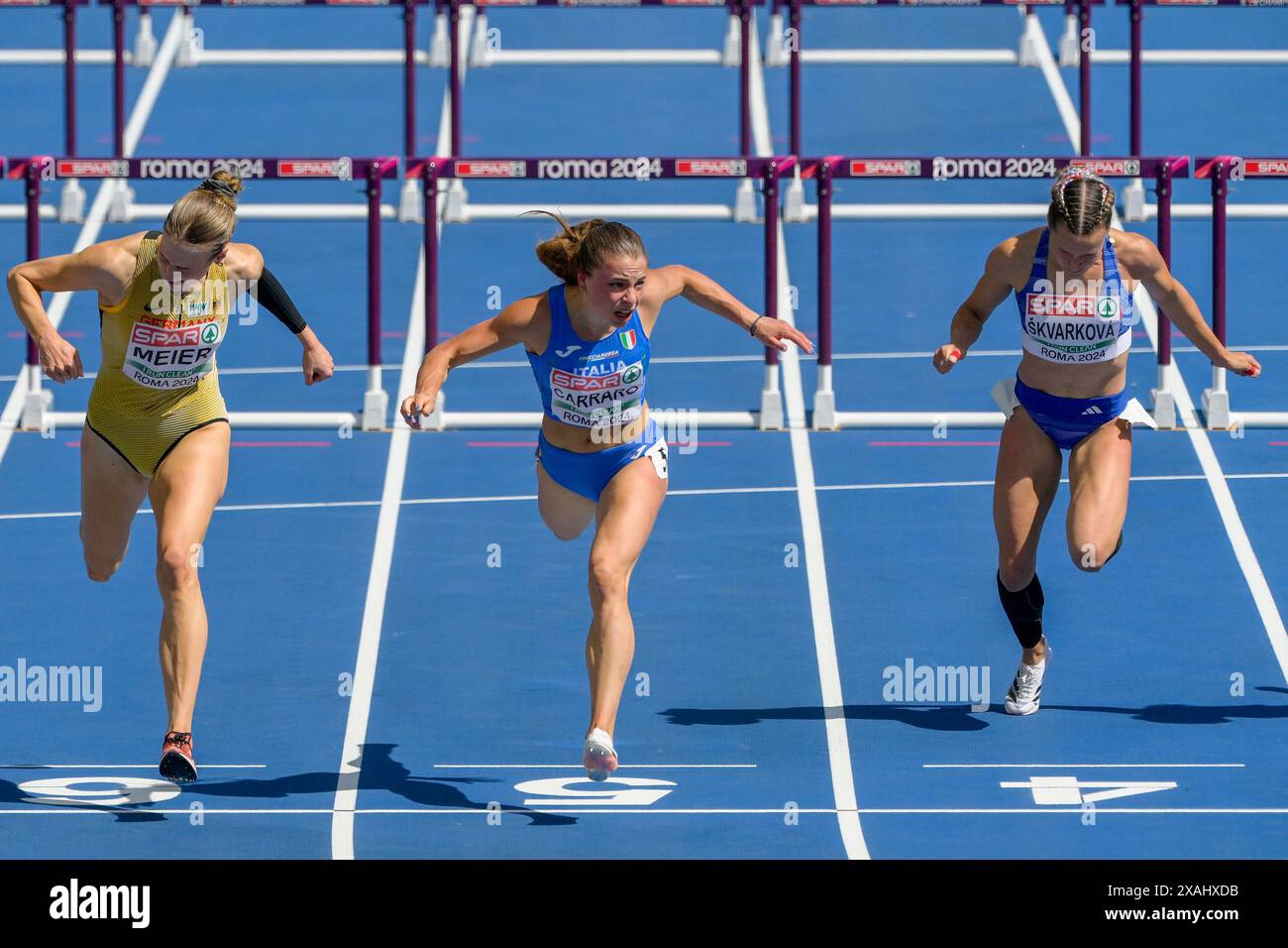 Italy’s Elena Carraro competes 100m Huddles Women during the 26th