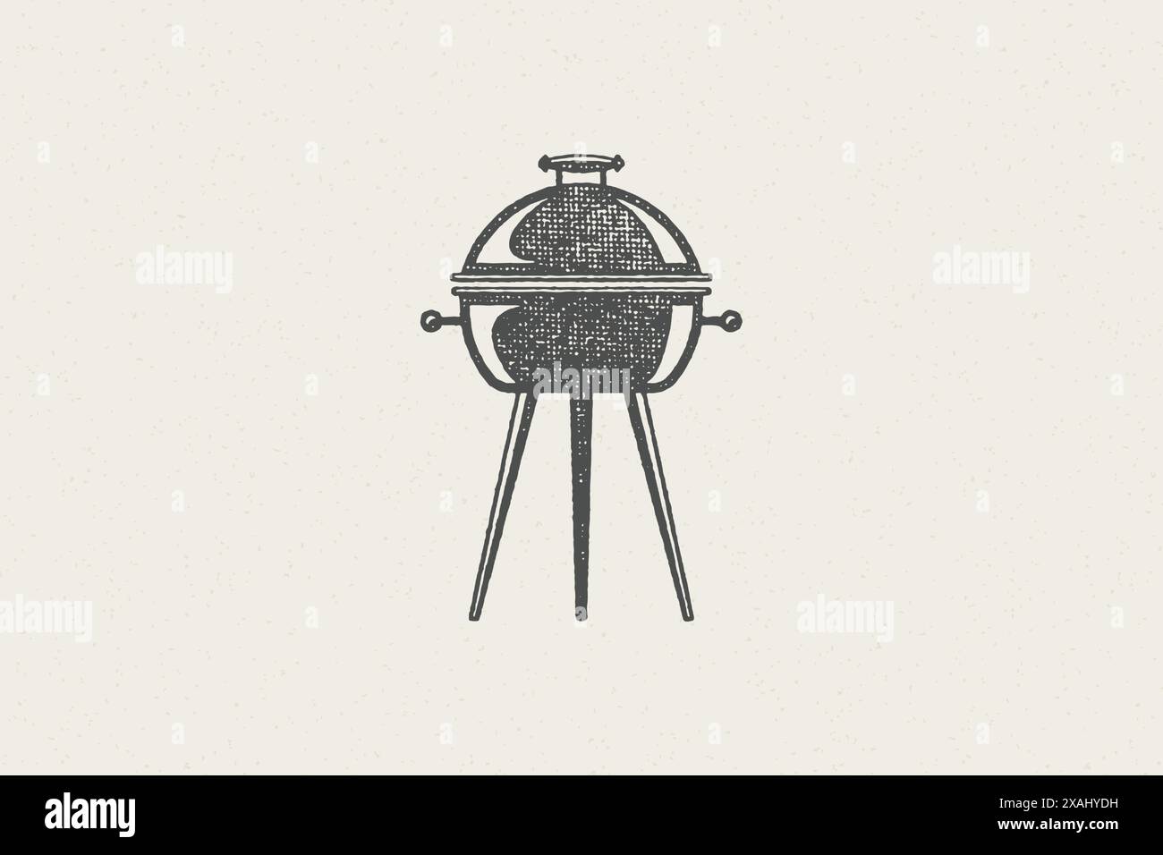 Black grill silhouette as symbol barbecue food preparation hand drawn