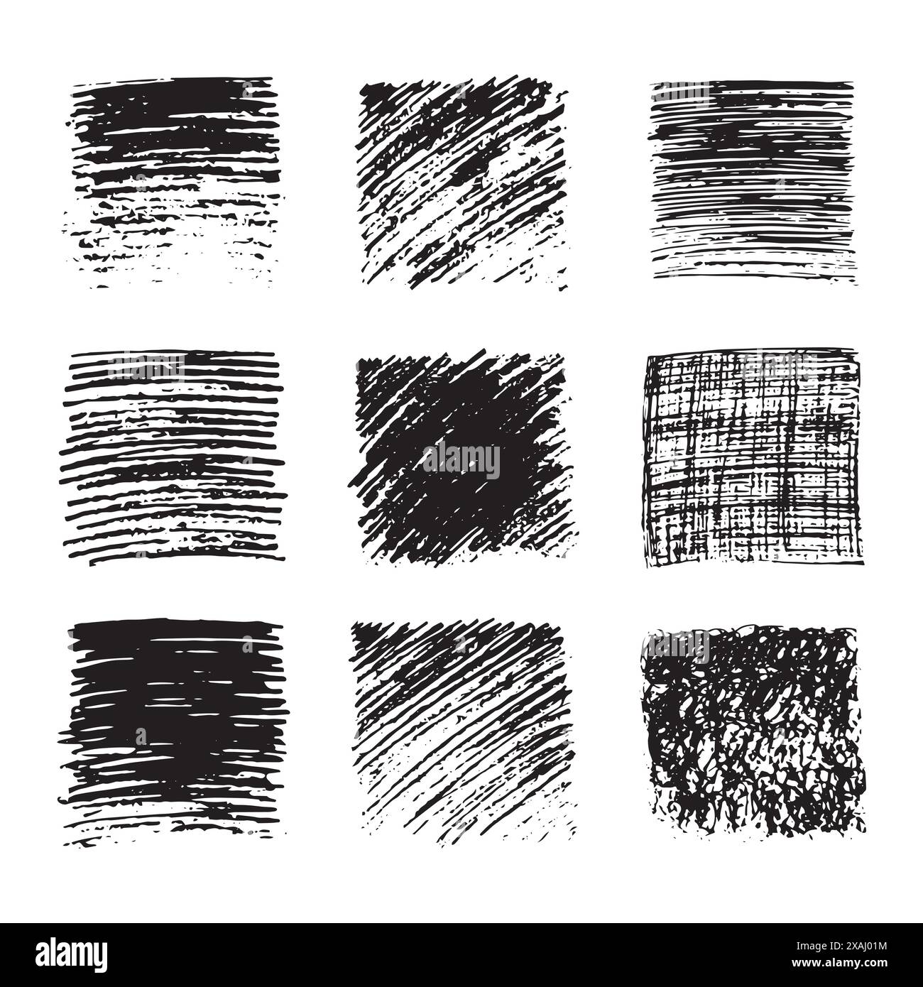 Set of nine Sketch Scribble Smear Squares. Hand drawn Pencil Scribble ...