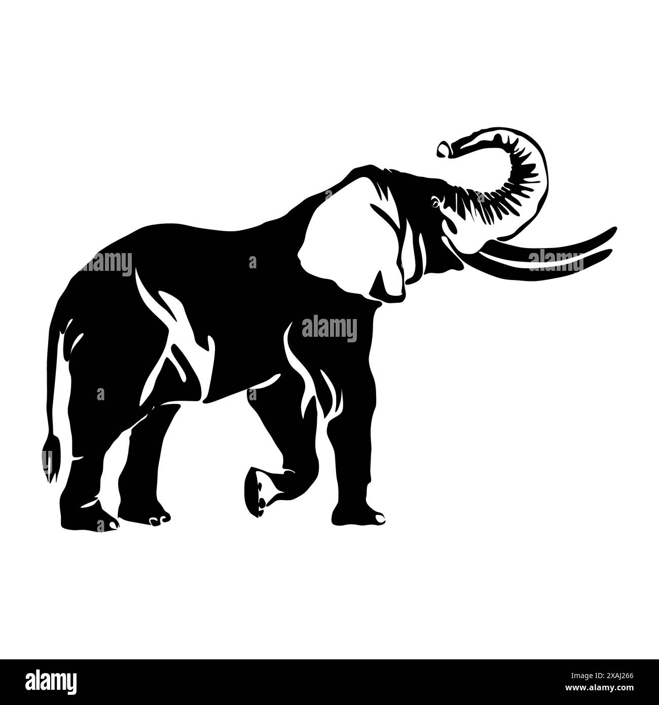 Silhouette of elephant. Black and white vector illustration design. African elephant. Logo. African animal. Stock Vector