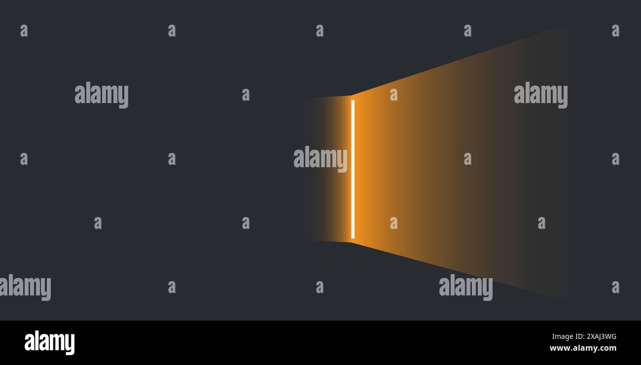 Dark Room, Half-Light, Door Slightly Ajar, Low Light Coming Through from the Outside - New Possibilities, Hope Concept with Copyspace - Symbol of Poss Stock Vector