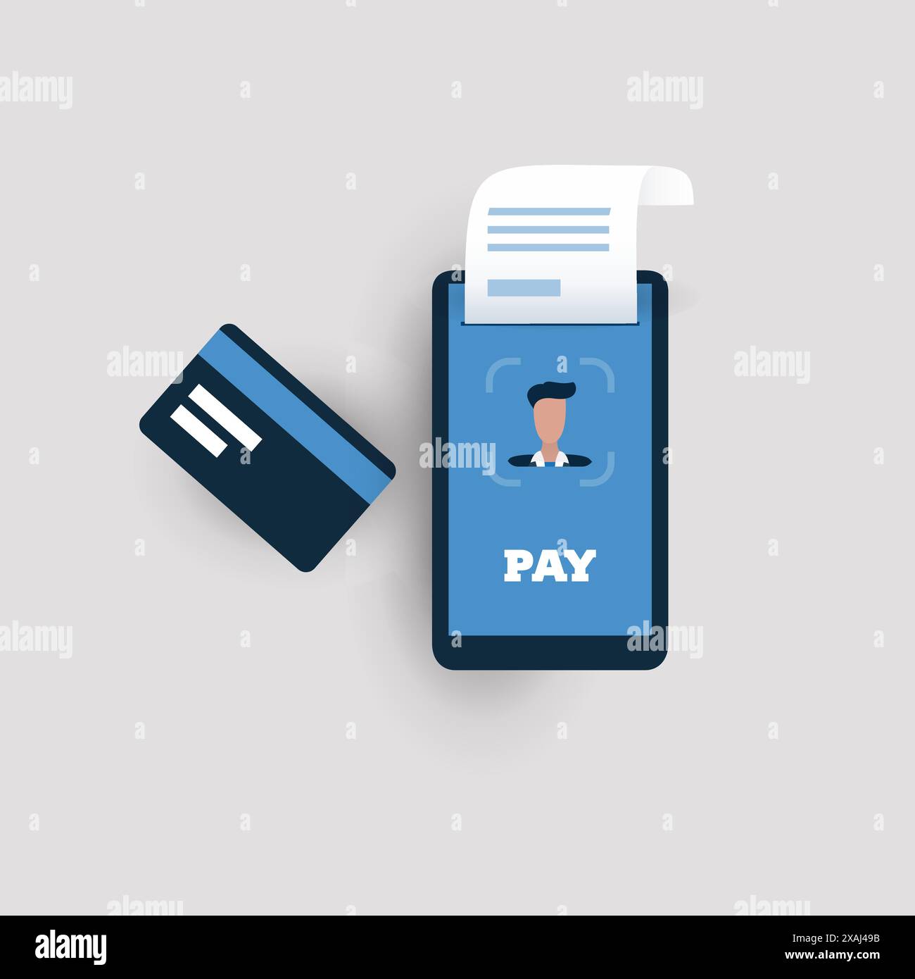 Face Recognition Concept Design - Facial User Authentication Before Payment Using a Smartphone - Vector Illustration Stock Vector