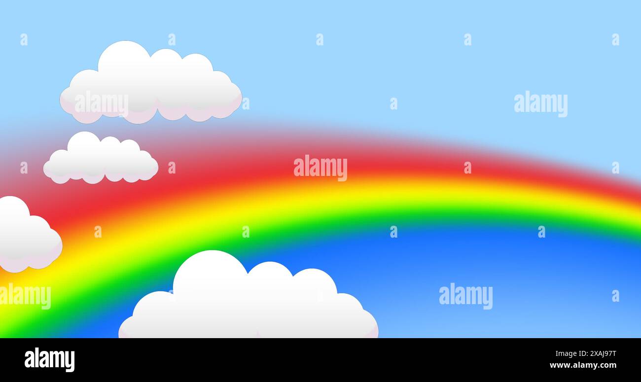 Blue sky with clouds on horizon and rainbow background hi-res stock ...