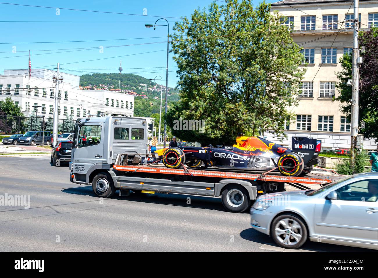 Sarajevo streets preparing for Red Bull Showrun 2024 Stock Photo - Alamy