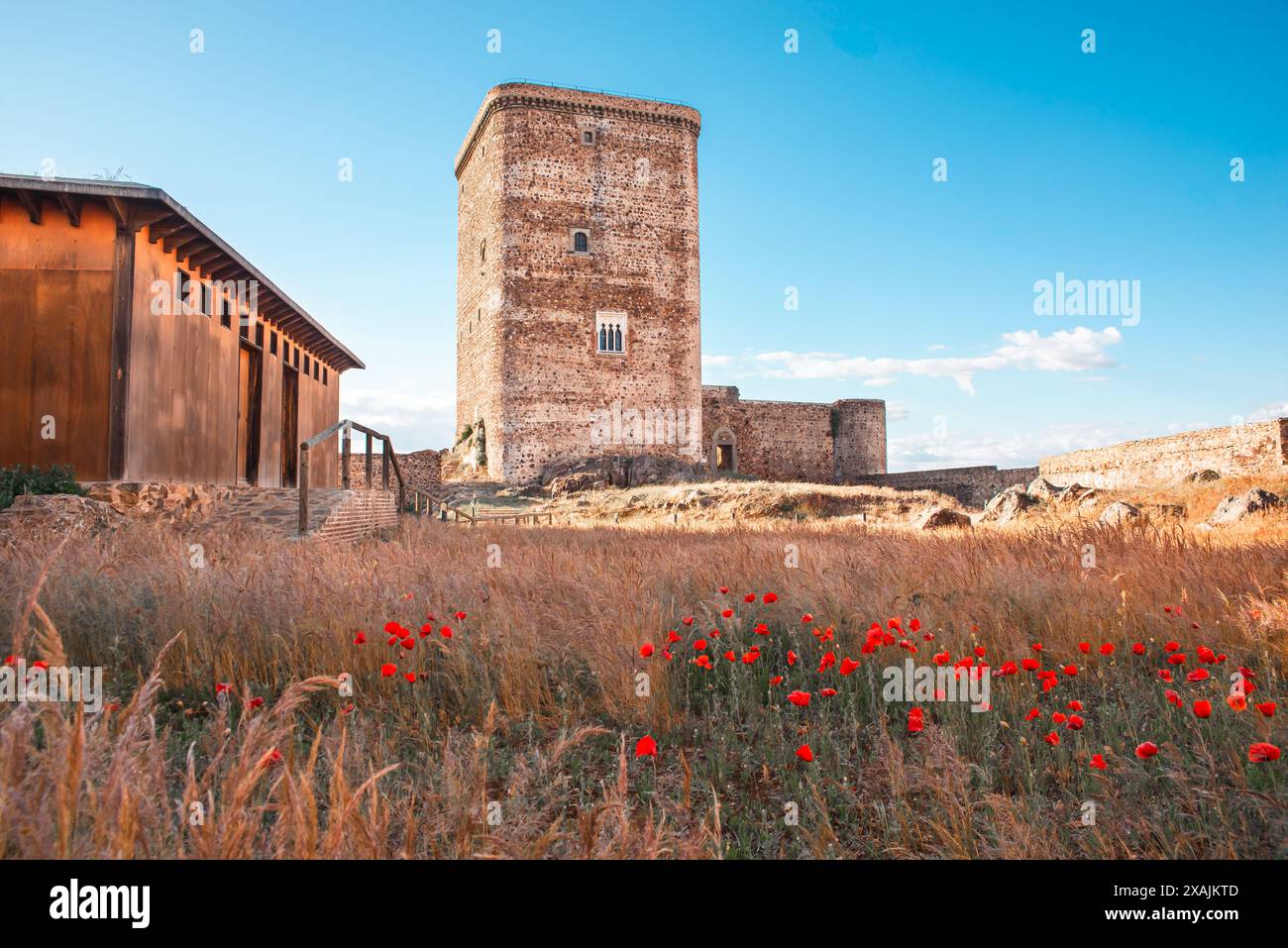 Medieval castle in Feria. Badajoz, Extremadura. Spain. Stock Photo