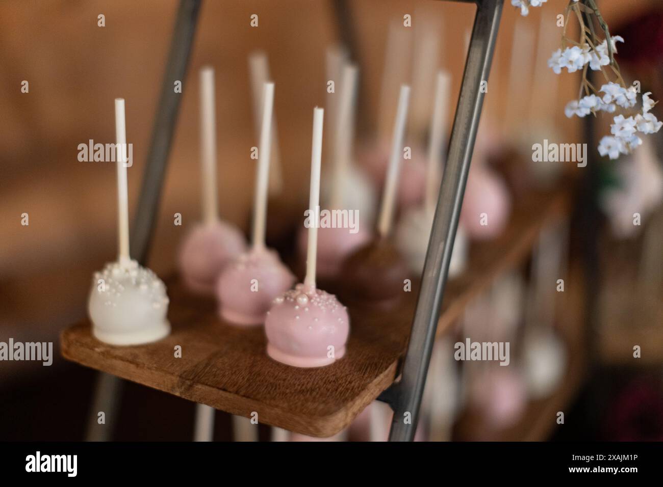 Pretty Pink and White Cake Pop Displays Stock Photo - Alamy