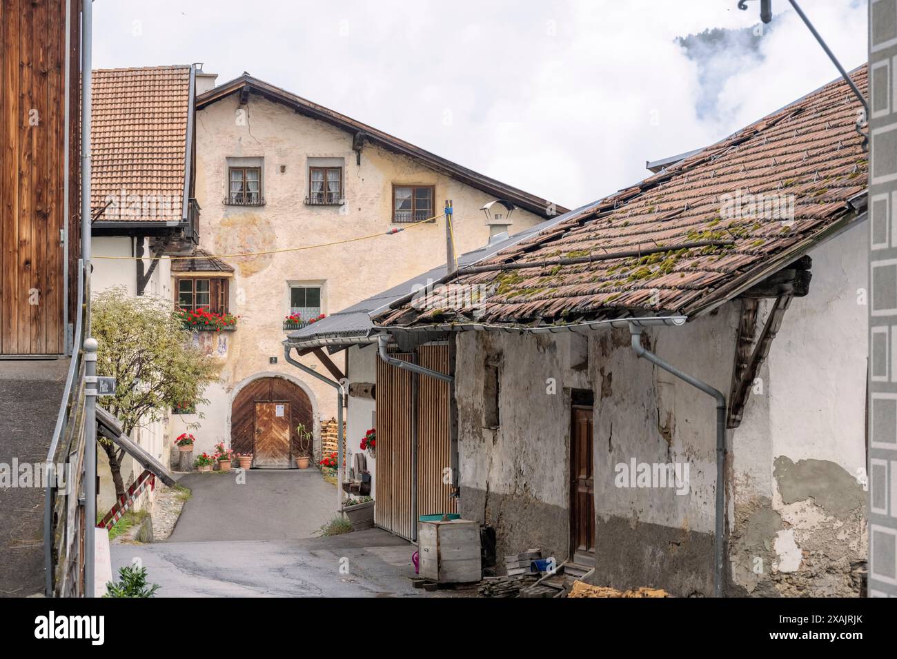 Austria, Serfaus-Fiss-Ladis, Ladis Dorfstraße. Stock Photo